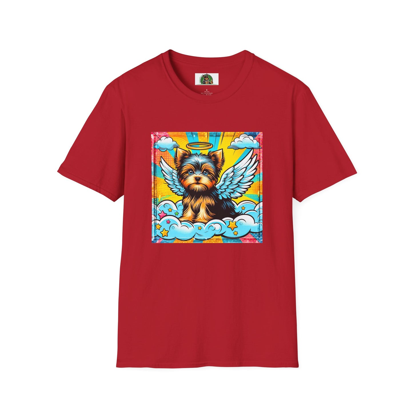 Yorkie pop art clouds shirt T-Shirt Printify S Cherry Red