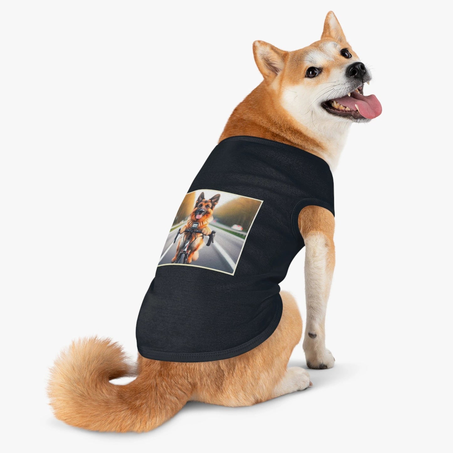 German Shepherd Bike Riding Shirt For Active Dogs Rugged Yet Comfortable Pet Tank Top For GSDs by Printify