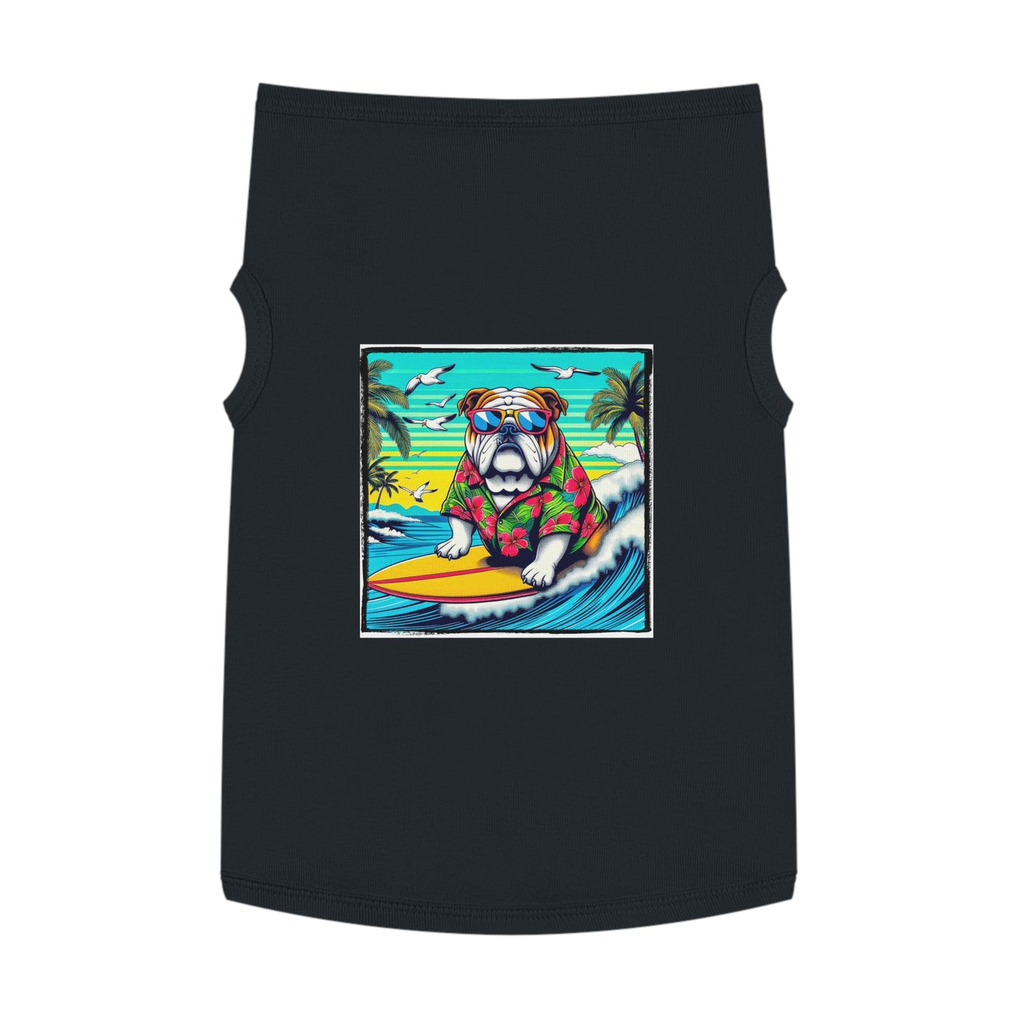 Pet Tank Top Bulldog wave crashing t shirt Pets Printify