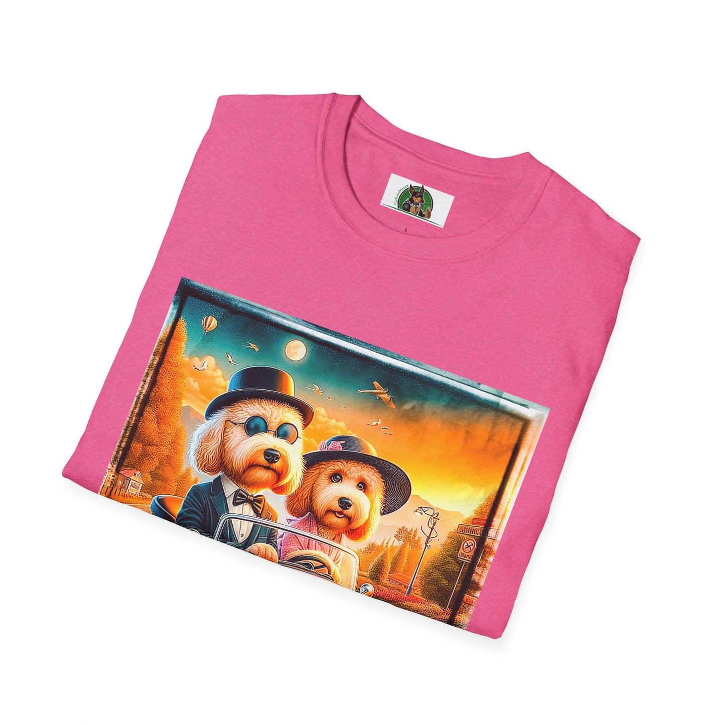 Wacky Golden Doodle couple driving shirt