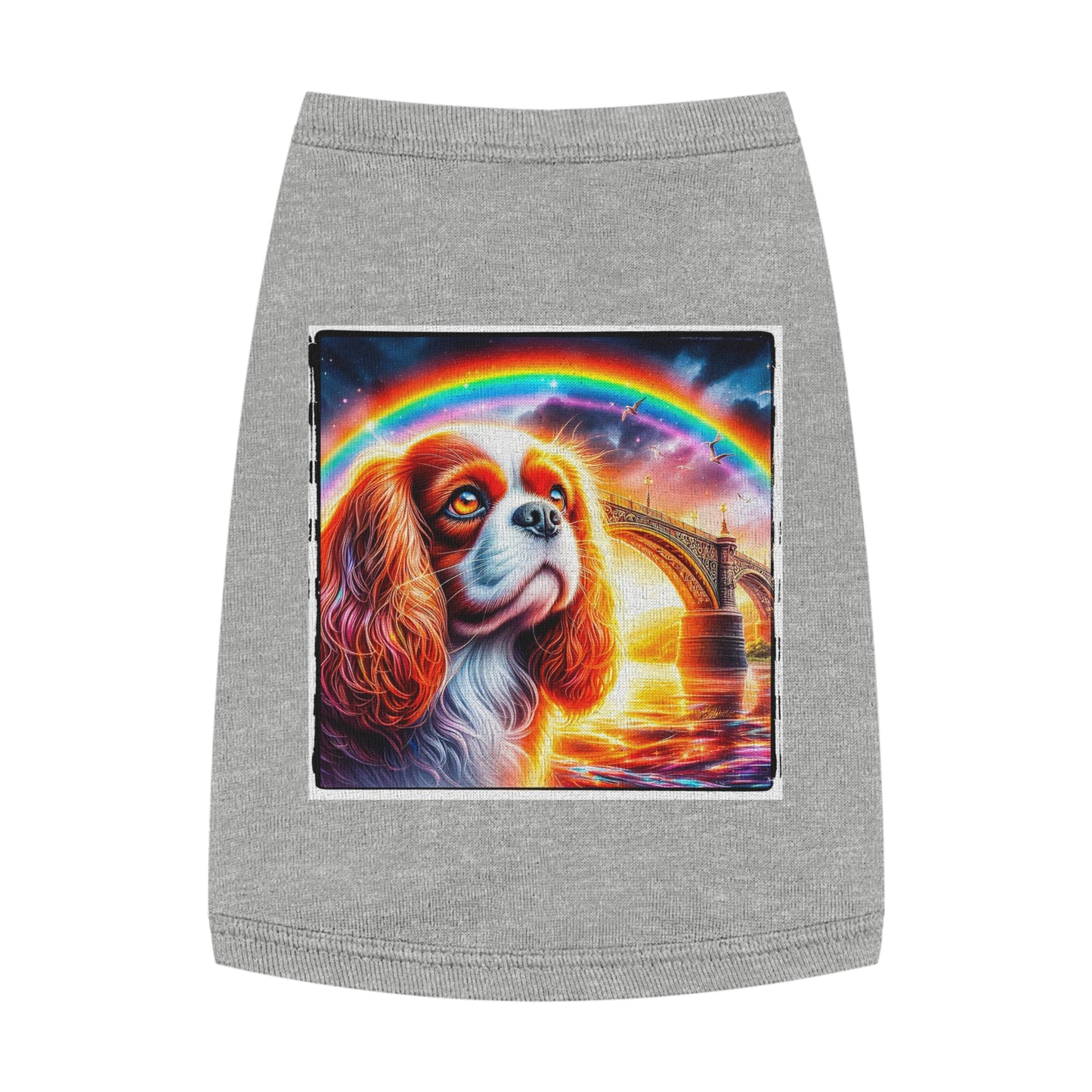 Pet Tank Top Cavalier King Charles Spaniel Rainbow bridge T Shirt Pets Printify M Heather