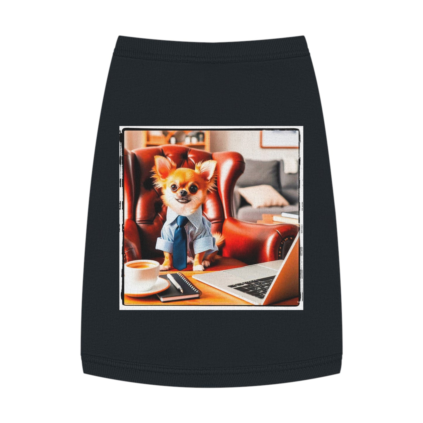 Pet Tank Top Chihuahua suit and tie t shirt Pets Printify M Black