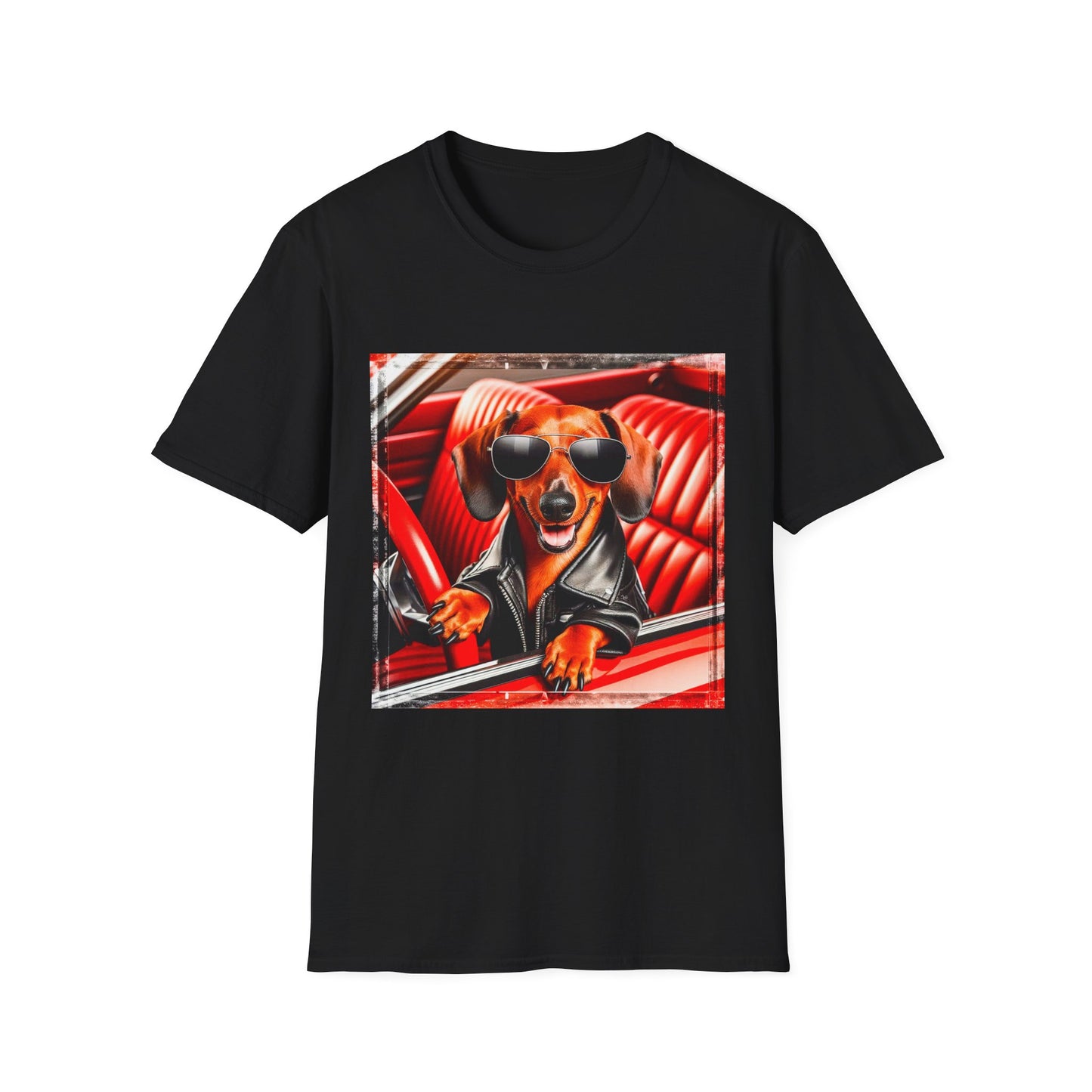 Wacky Dachshund grease lightning t shirt T-Shirt Printify XS Black