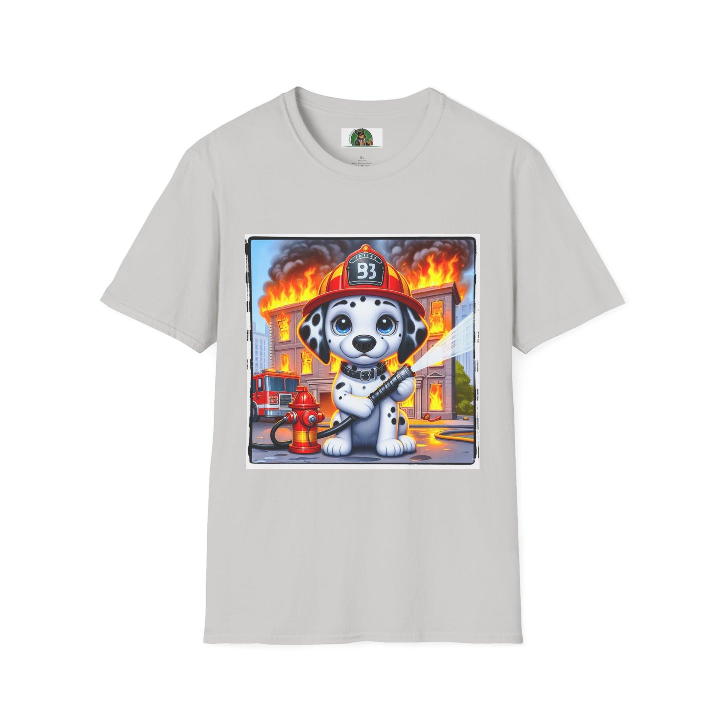 Dalmatian blazing fire t shirt T-Shirt Printify S Ice Grey
