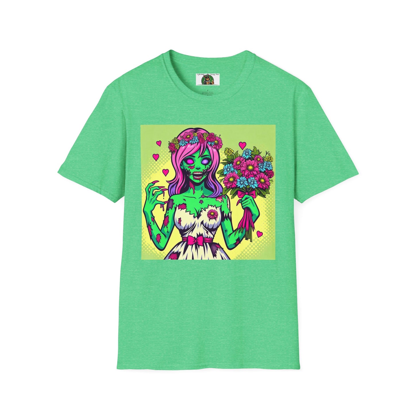 Wacky Zombie Girl T-Shirt Printify Heather Irish Green S
