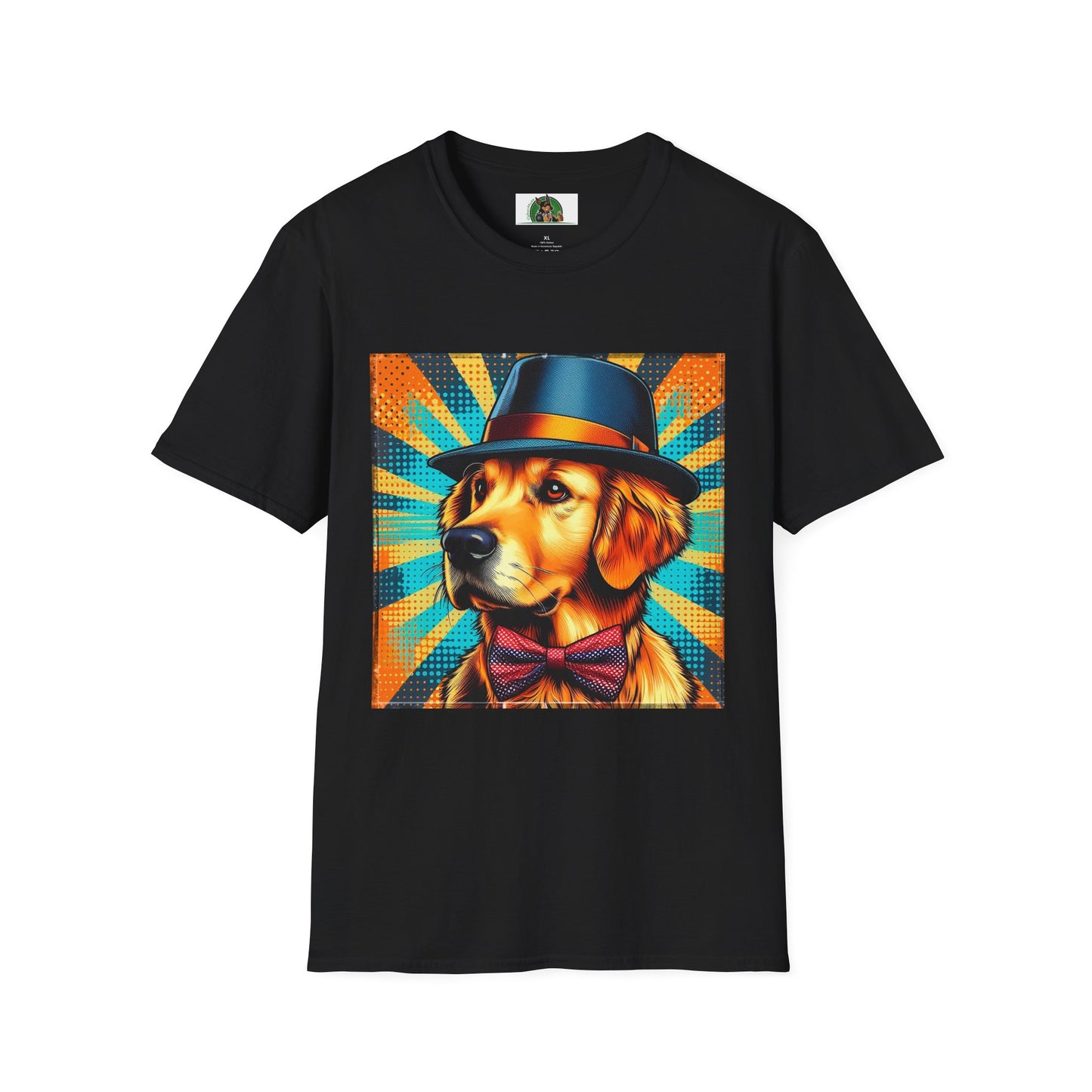 Golden Retriever fun top hat shirt T-Shirt Printify XS Black