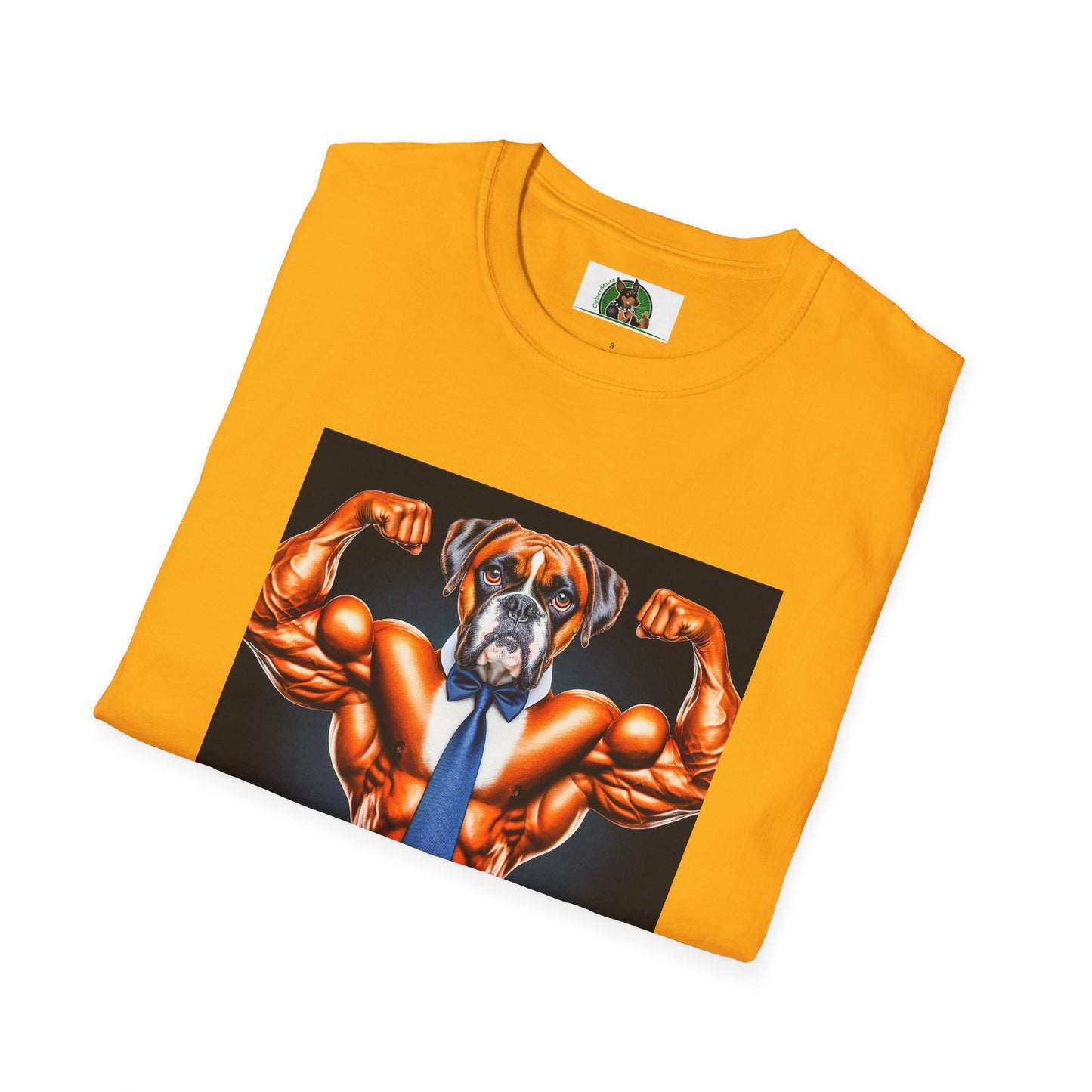 Boxer Muscle Dog Wearing Tie TShirt T-Shirt Printify