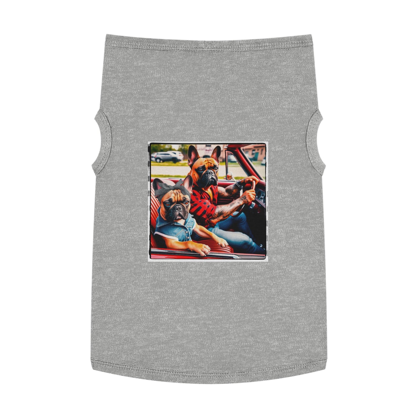 Pet Tank Top French Bulldog family driving t shirt Pets Printify XL Heather