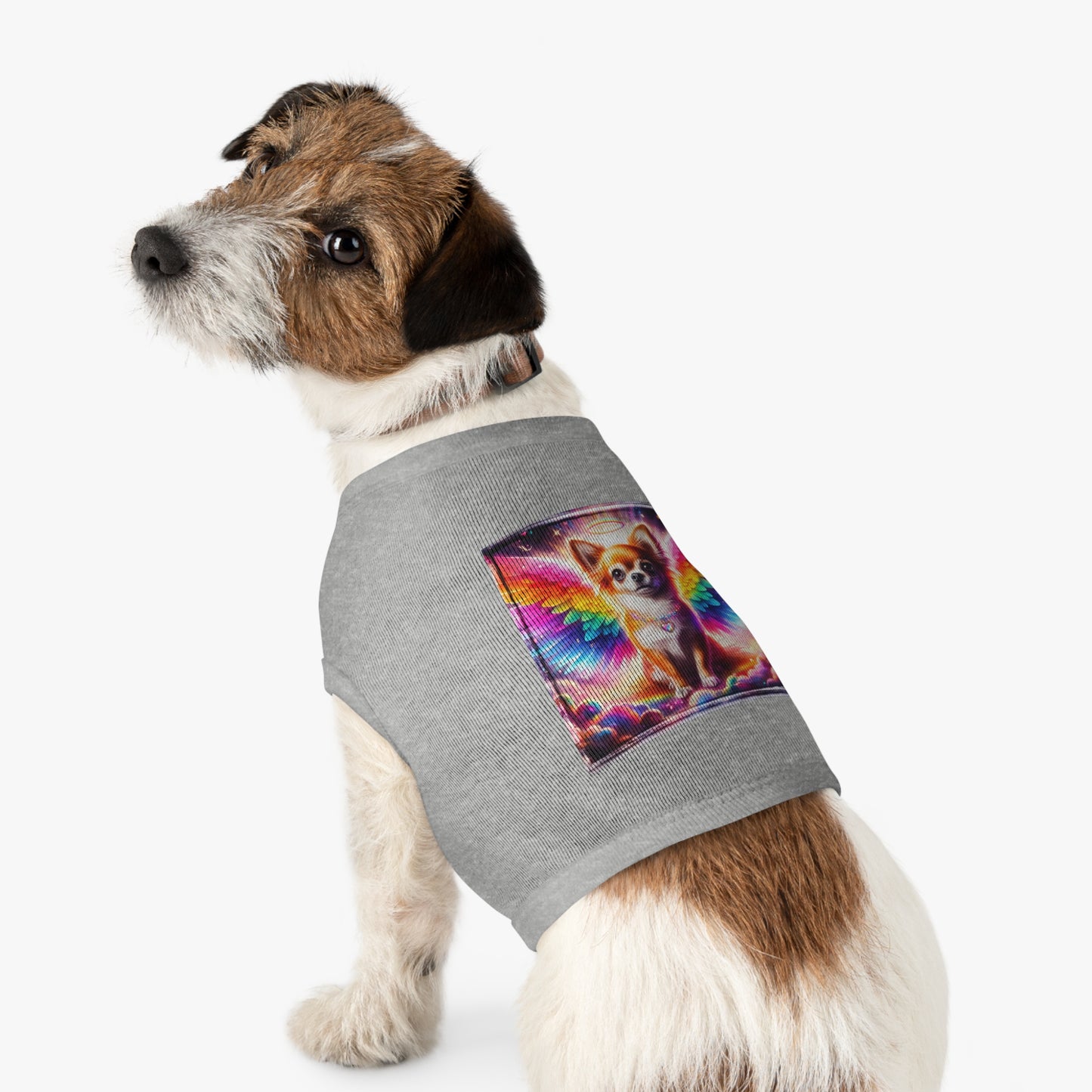 Pet Tank Top Chihuahua colorful wings t shirt Pets Printify