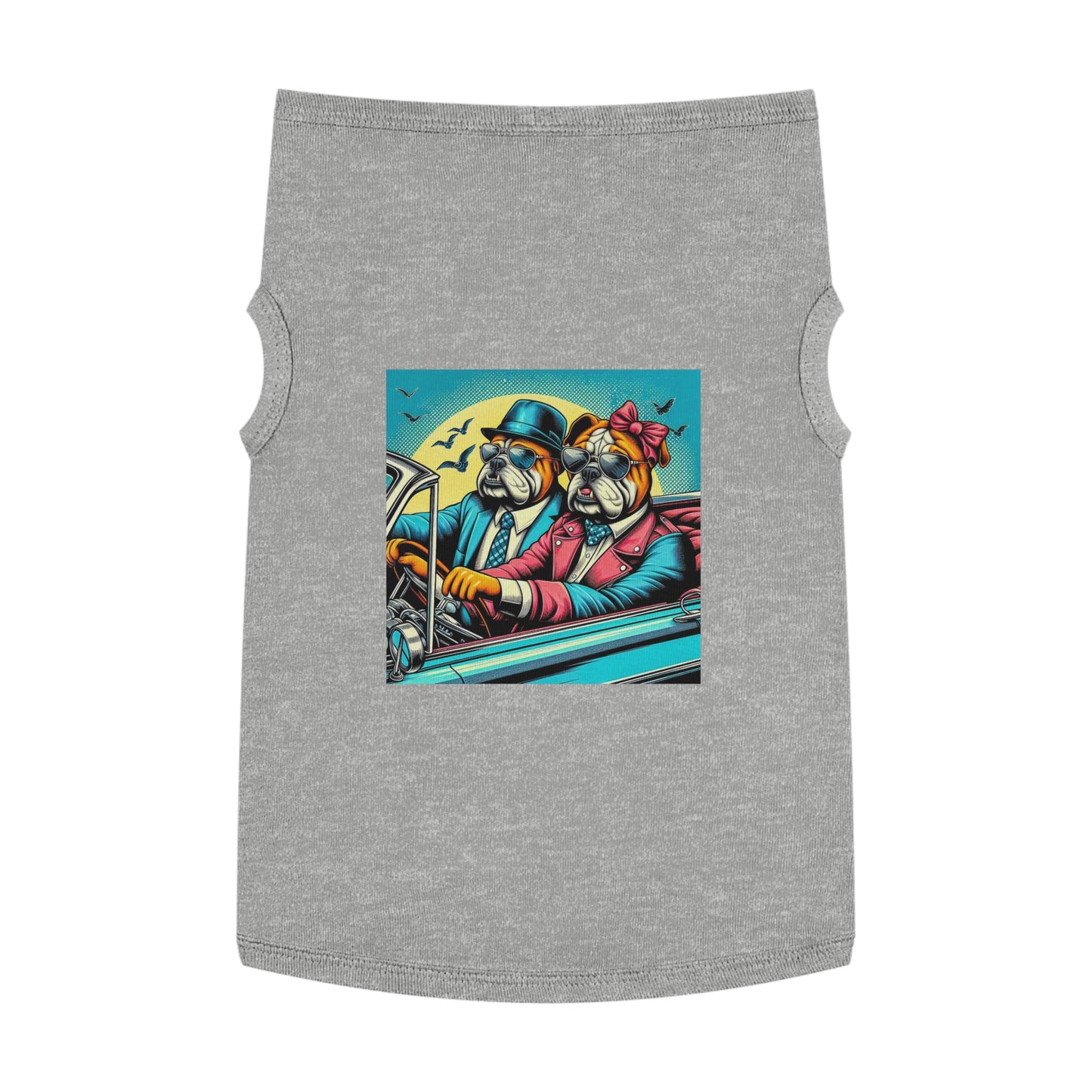 Wacky Pet Tank Top Bulldog sunset driving t shirt Pets Printify XL Heather
