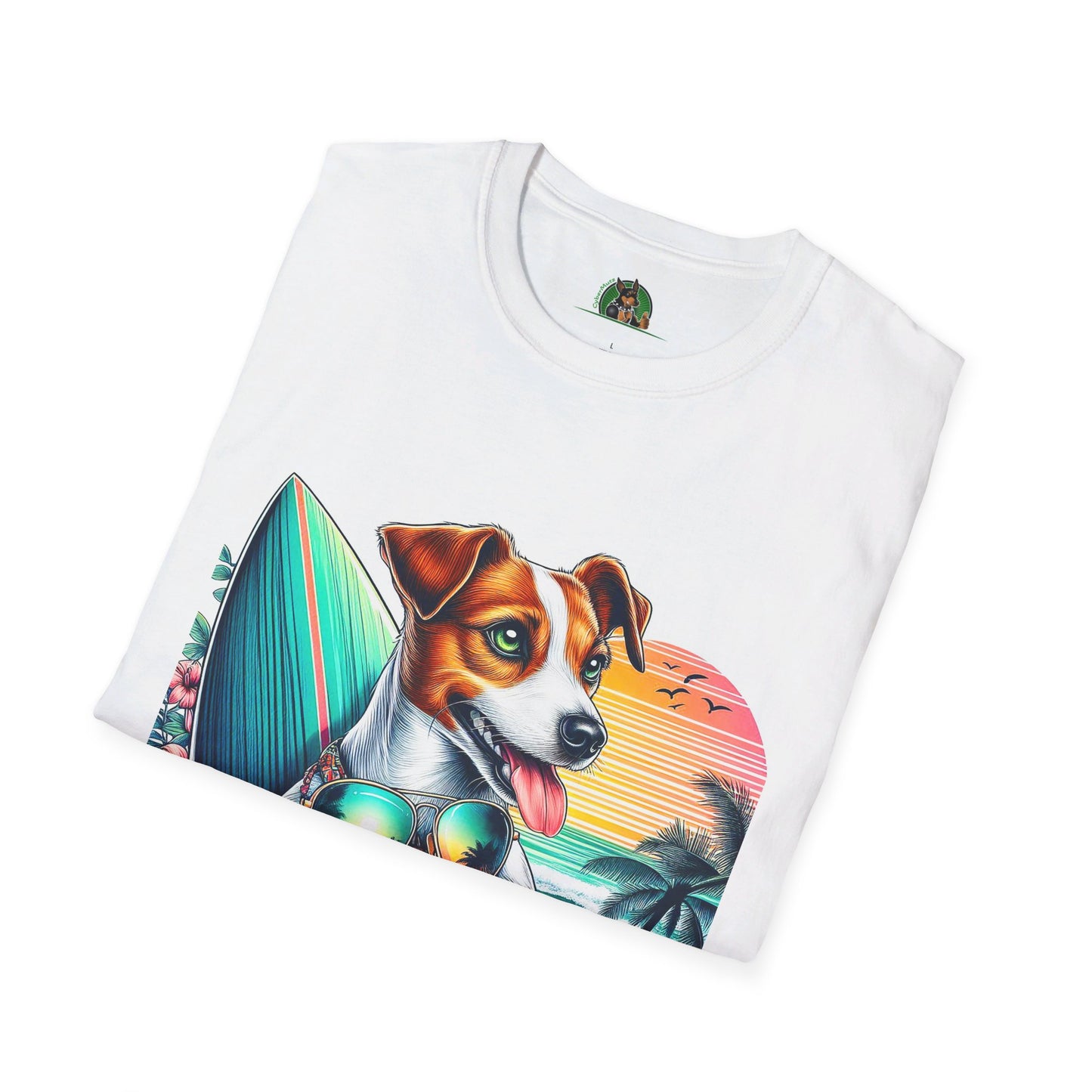 Jack Russell Sunset Surfer T-Shirt Printify