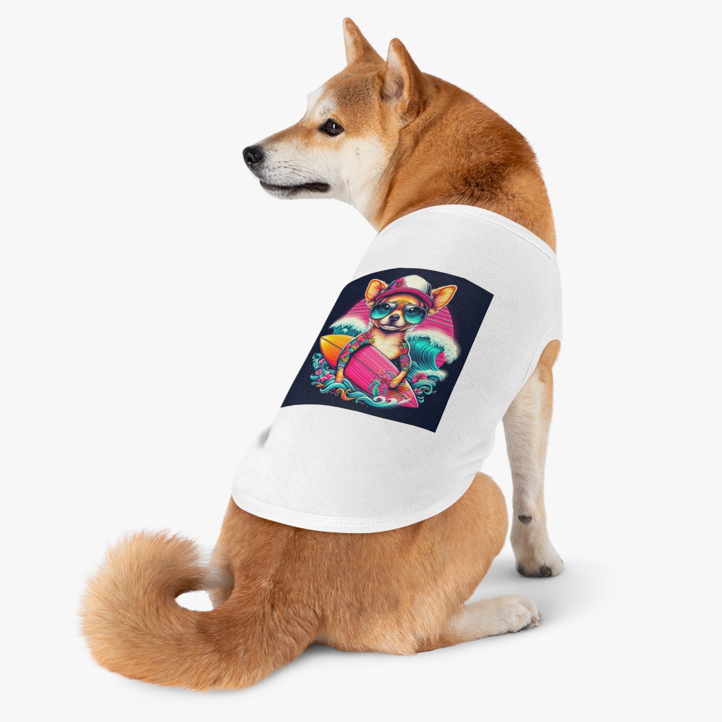 Pet Tank Top Chihuahua pink surfboard t shirt