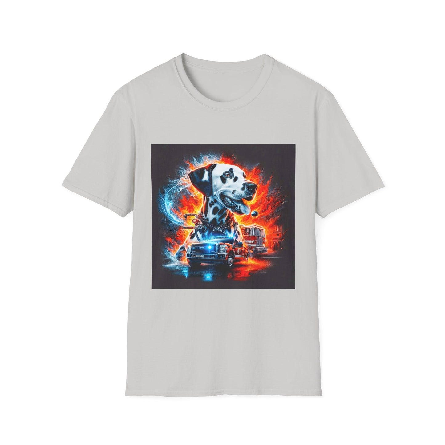 Dalmatian fireman hero t shirt T-Shirt Printify S Ice Grey