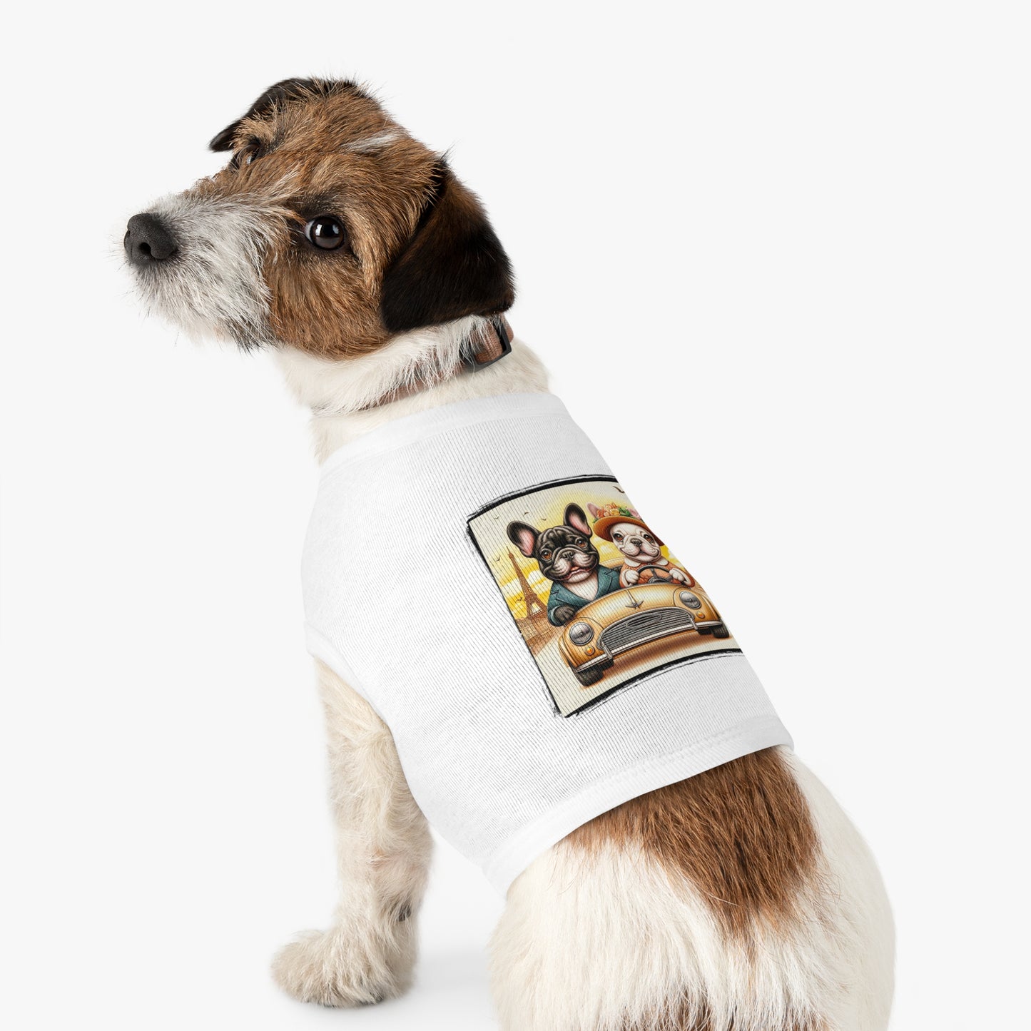 Wacky Pet Tank Top French Bulldog pretty in Paris t shirt Pets Printify