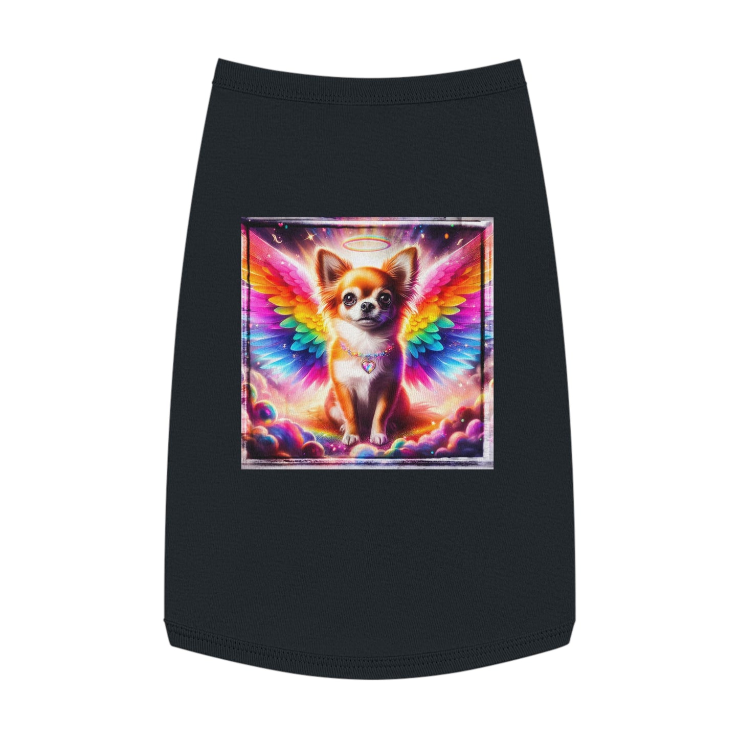Pet Tank Top Chihuahua colorful wings t shirt Pets Printify