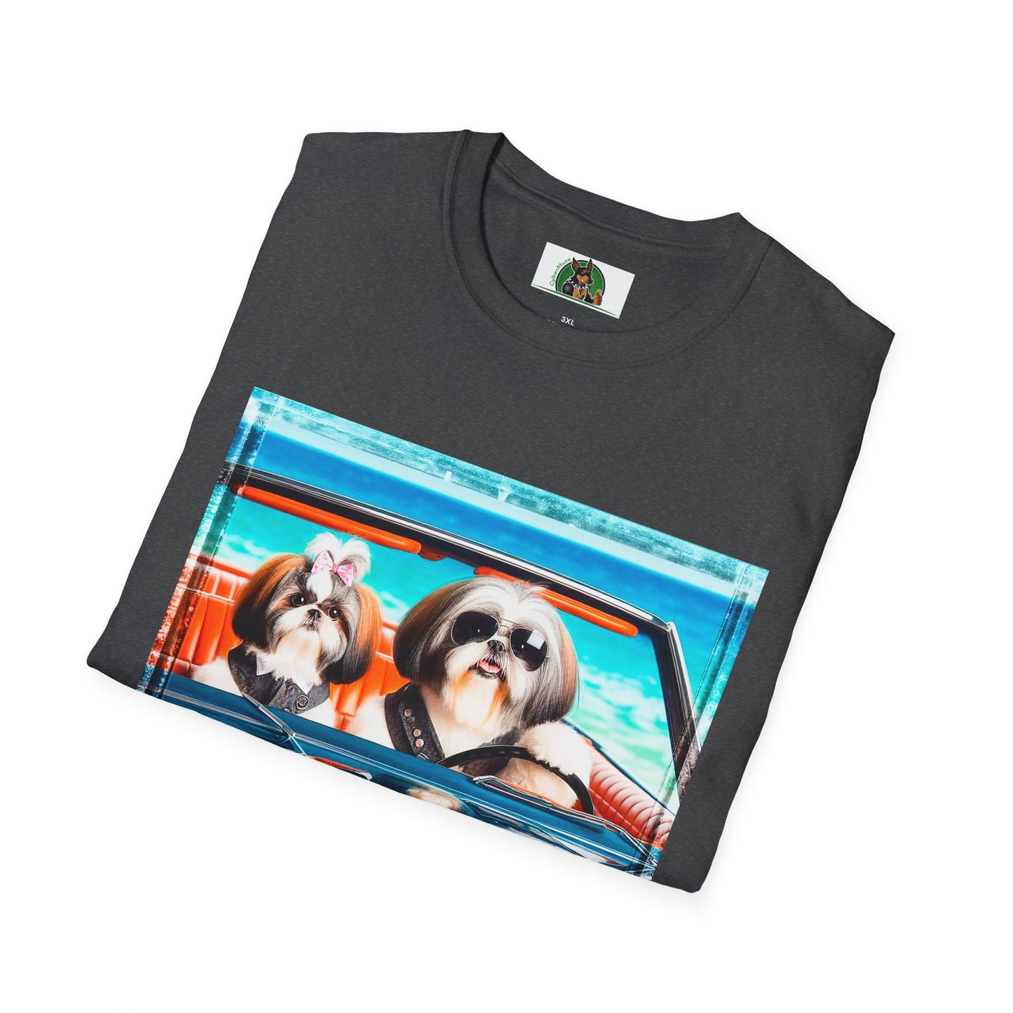 Wacky Shih Tzu couple driving T-Shirt Printify