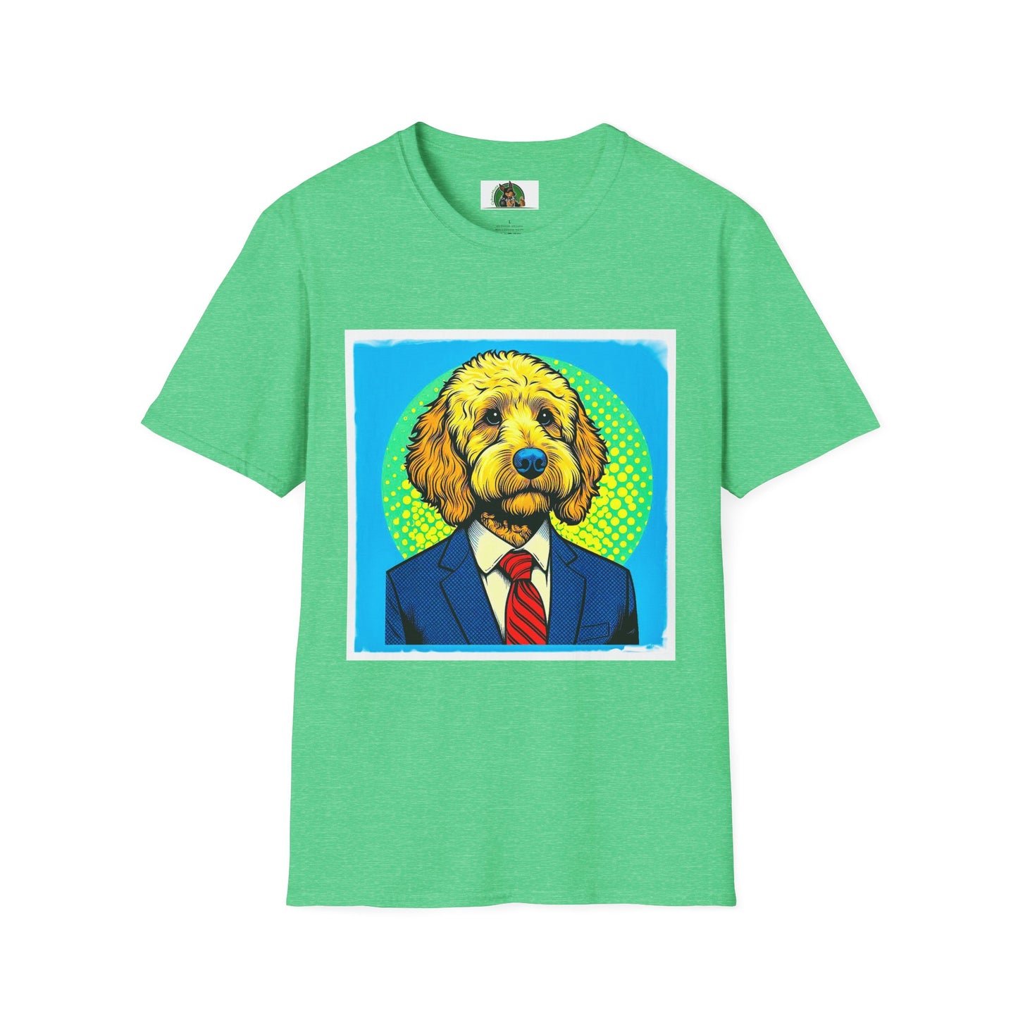 Golden Doodle businessman t shirt T-Shirt Printify S Heather Irish Green
