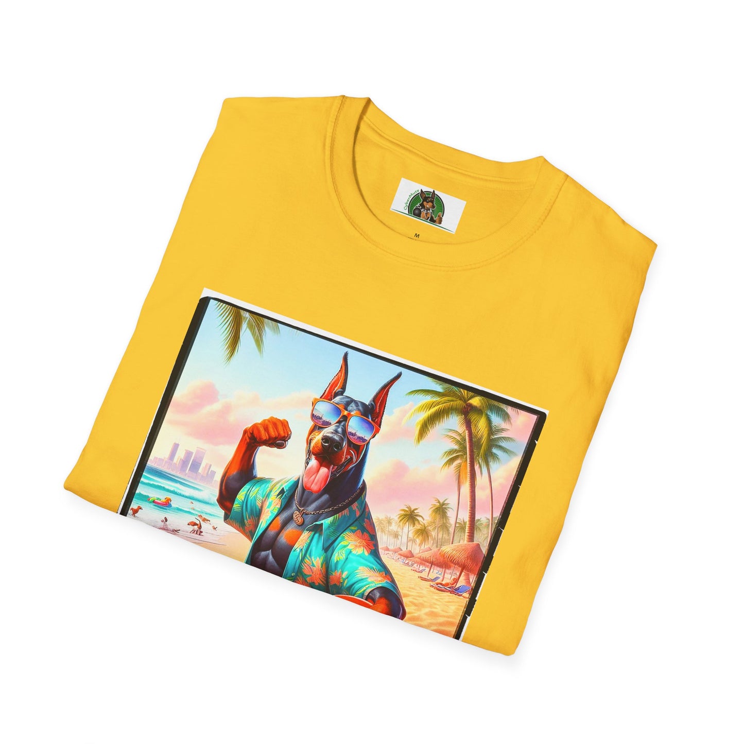Doberman beach hunk t shirt