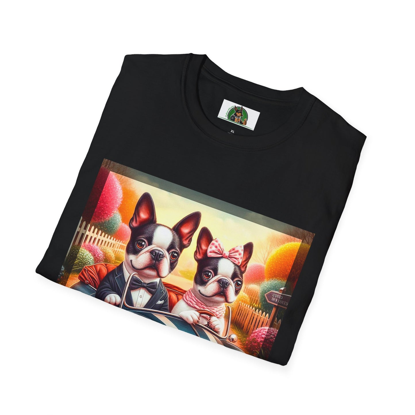 Wacky Boston Terrier Cute Dogs In Tiny Car Shirt T-Shirt Printify
