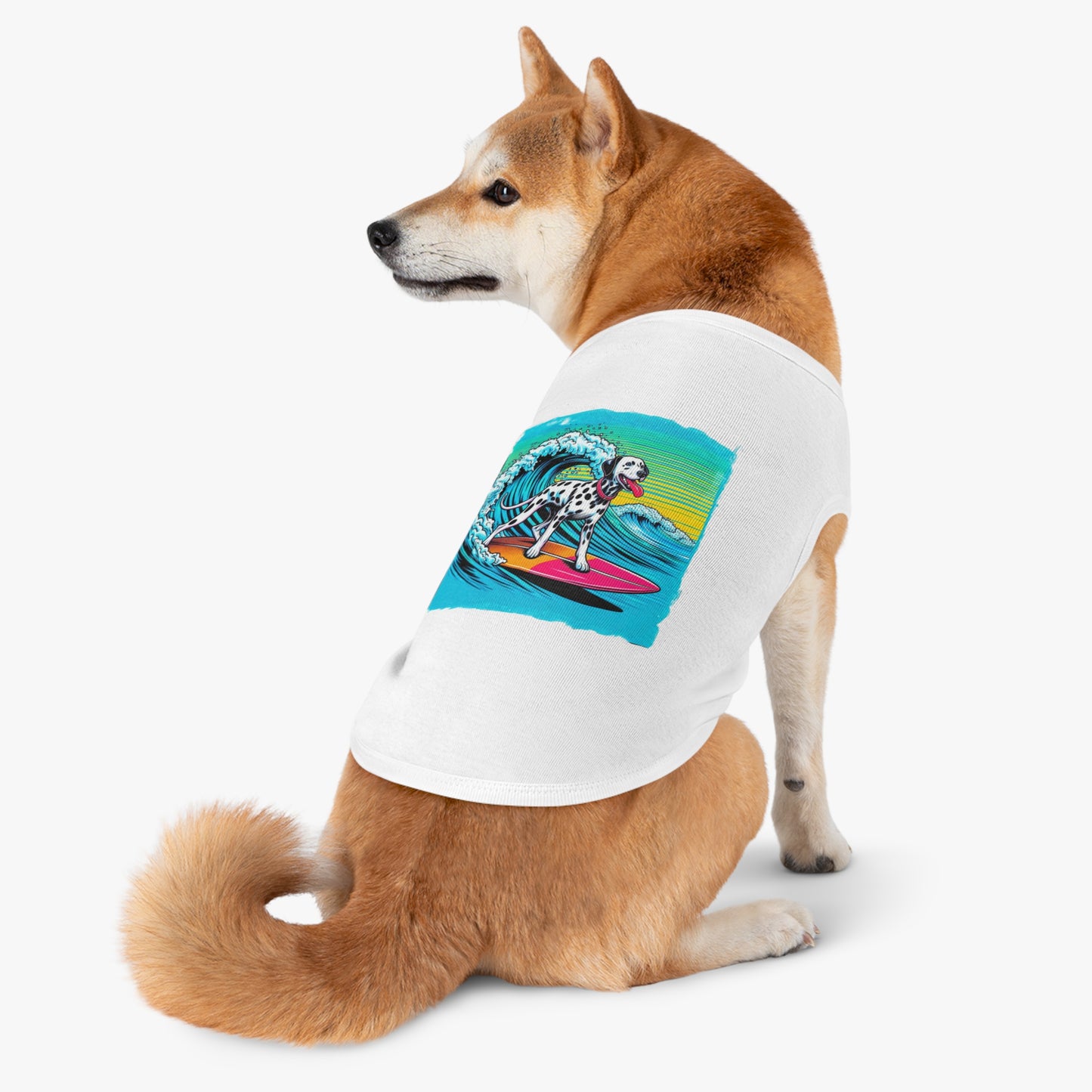 Pet Tank Top Dalmatian colorful waves t shirt