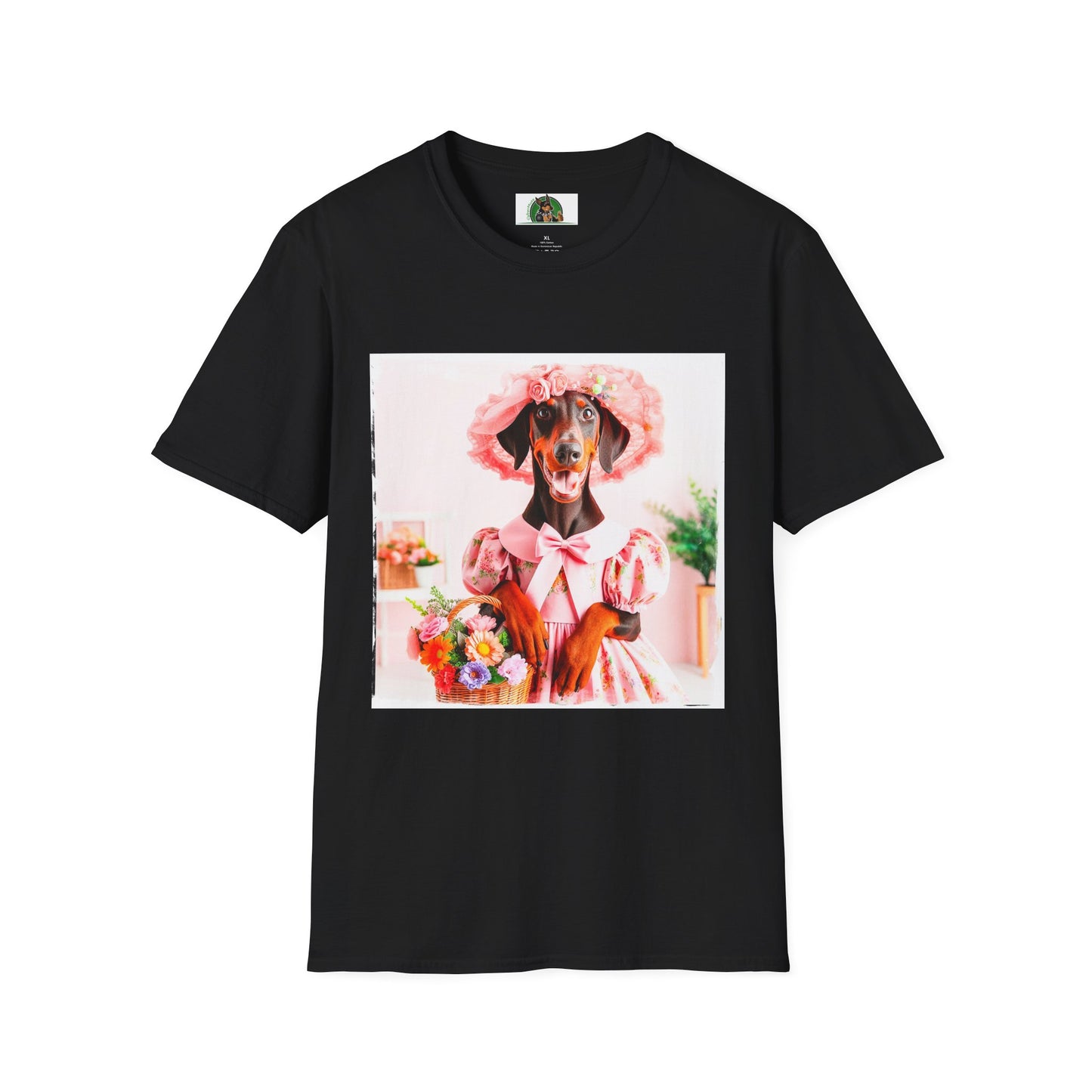 Doberman easter t shirt T-Shirt Printify XS Black