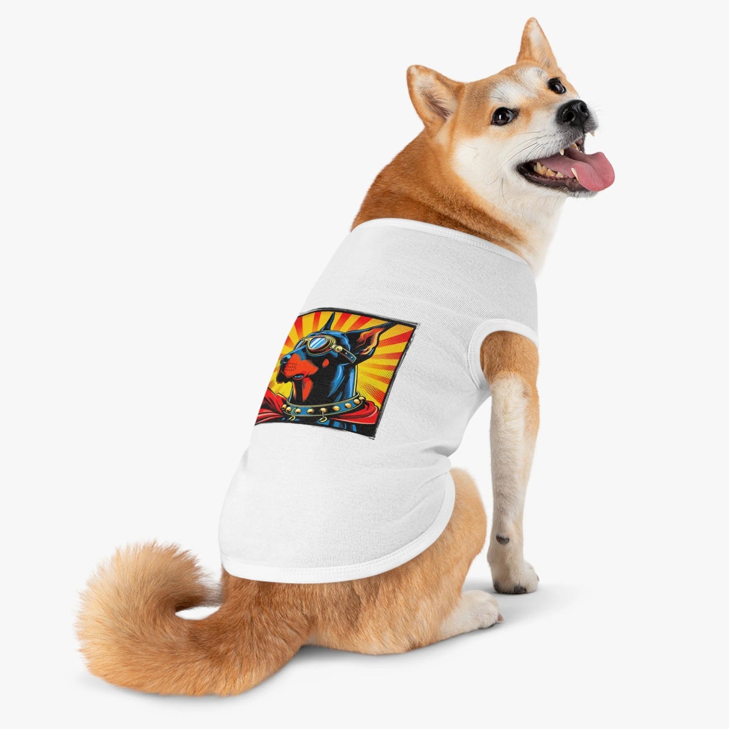 Doberman Superhero Pet Tank Top Athletic Dog Tee For Training Comfort All Day Parade Ready by Printify