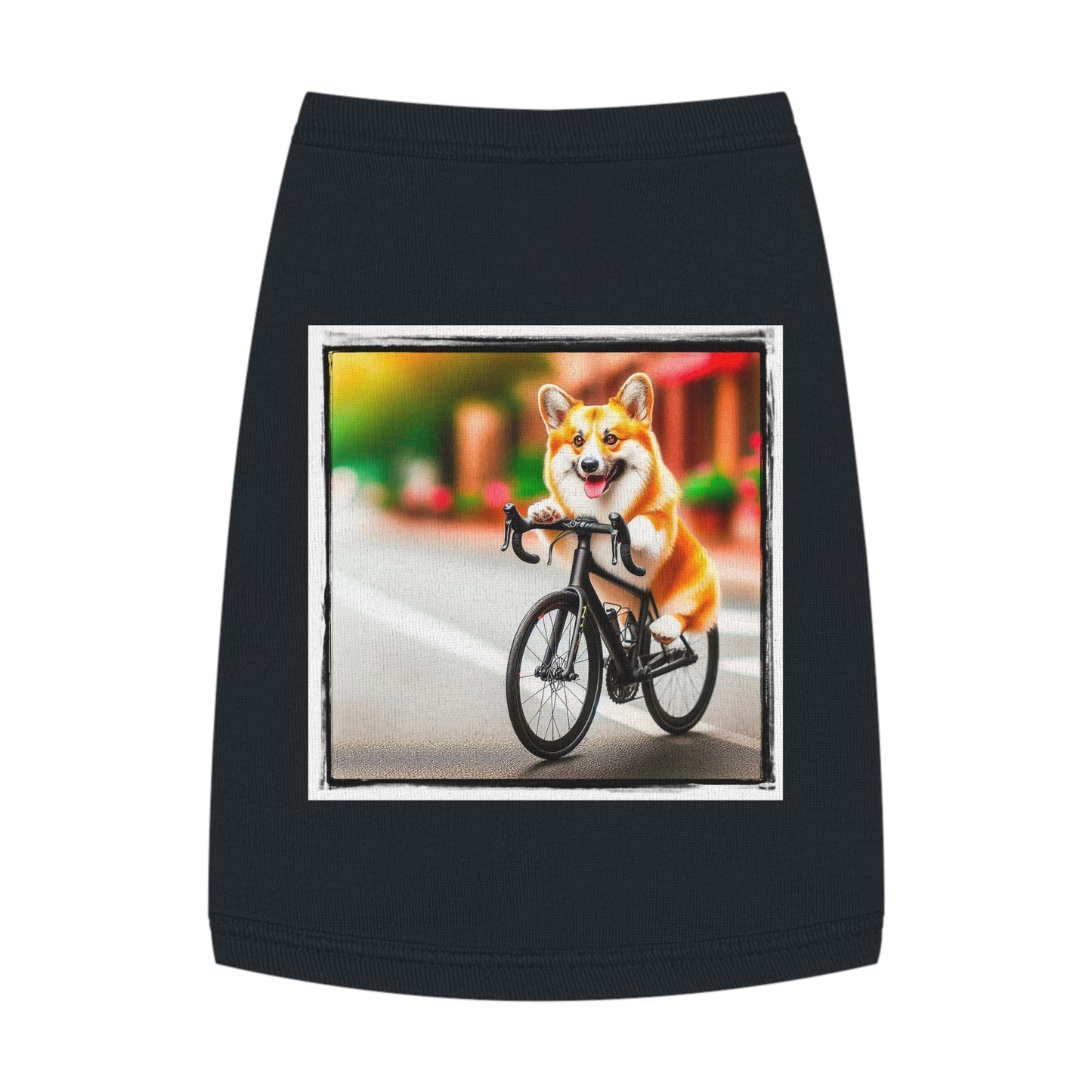Pet Tank Top Pembroke Welsh Corgi bike riding Pets Printify