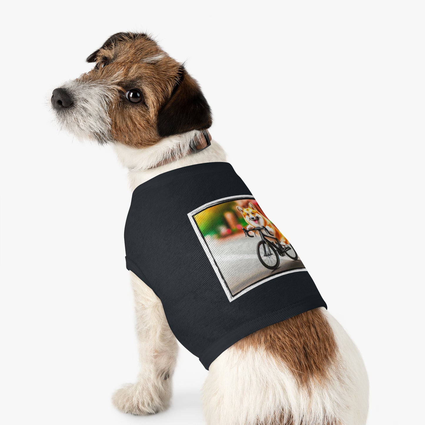 Pet Tank Top Pembroke Welsh Corgi bike riding Pets Printify