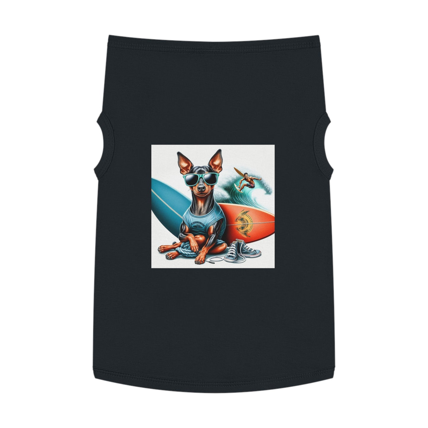 Min Pin Tank Tops surfs up Pets Printify XL Black