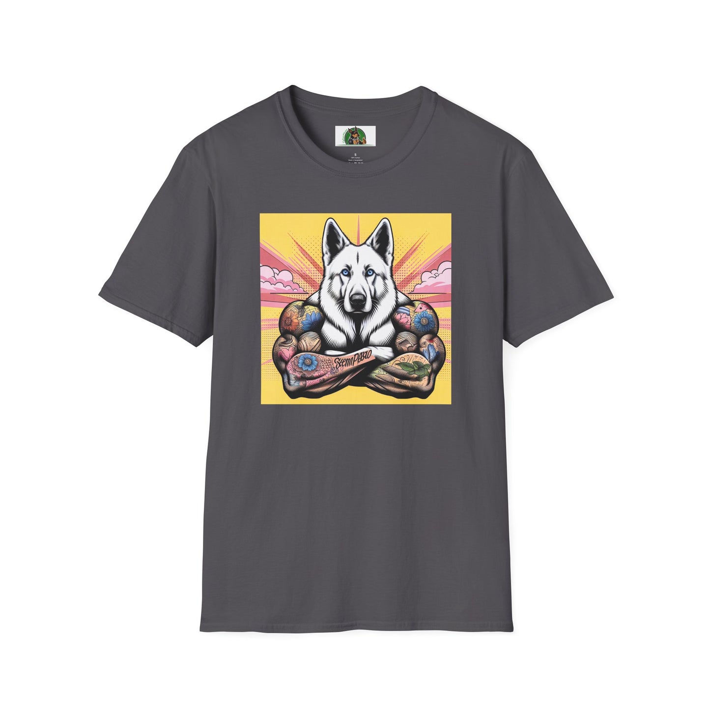 German Shepherd arms and flexing shirt T-Shirt Printify Charcoal S
