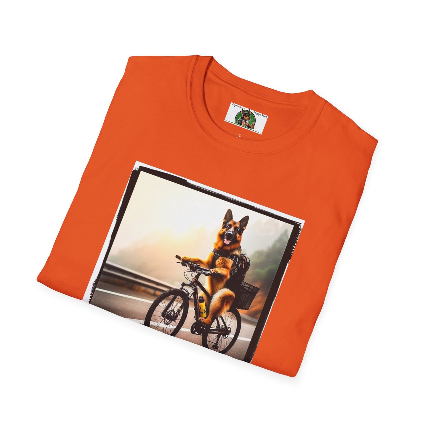 Road Bike German Shepherd Unisex Softstyle T-Shirt