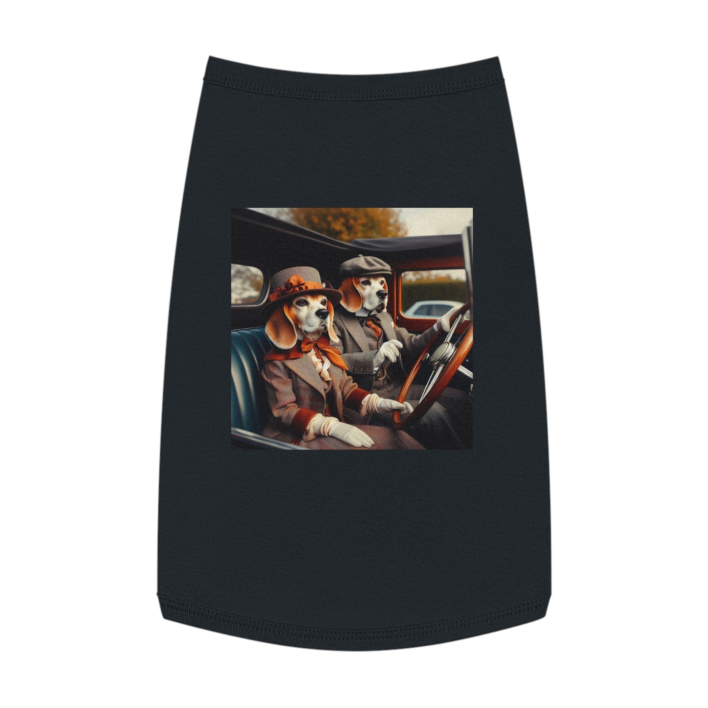 Pet Tank Top Wacky Beagle Dogs In Old Time Car Pets Printify L Black