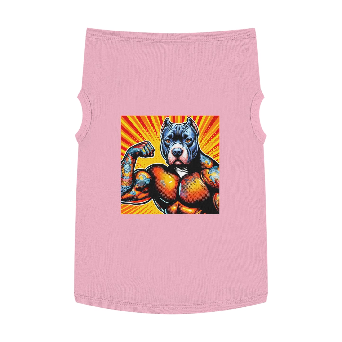 Pet Tank Top Pit Bull arm flexing Pets Printify XL Pink