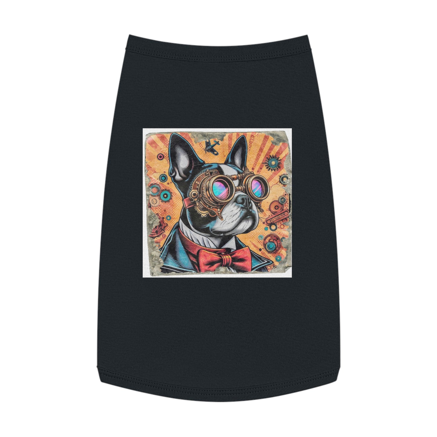 Pet Tank Top Boston Terrier Steampunk Dog Pets Printify L Black