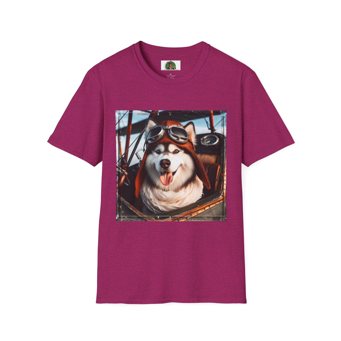 Husky pilot T-Shirt Printify S Antique Heliconia