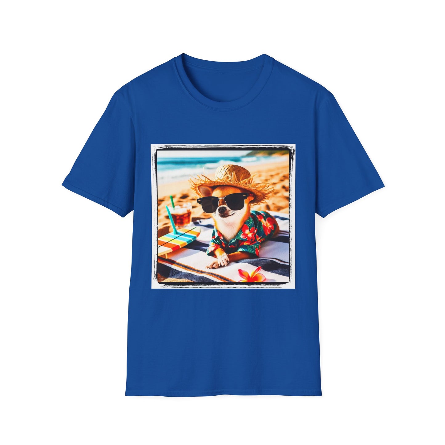 Chihuahua beach scene t shirt T-Shirt Printify XS Royal