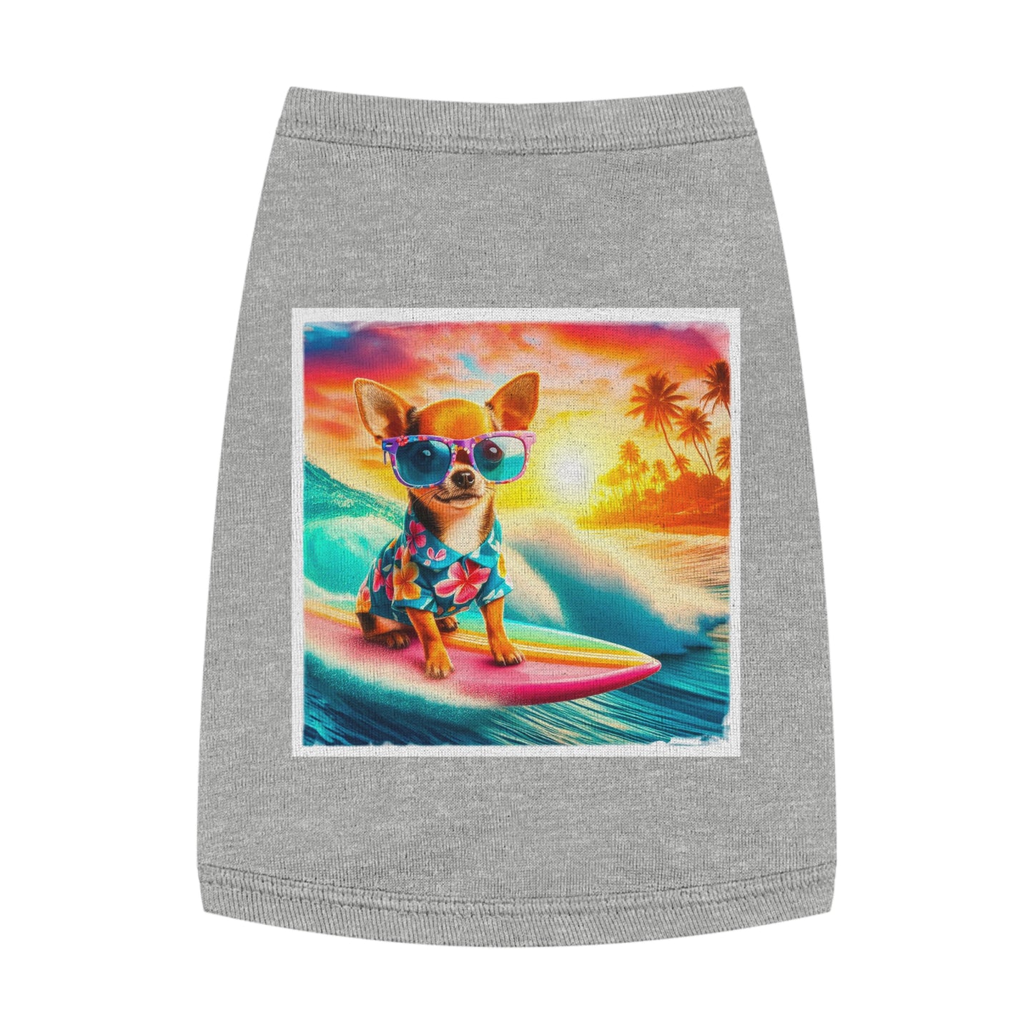 Pet Tank Top Chihuahua colorful waves t shirt Pets Printify M Heather