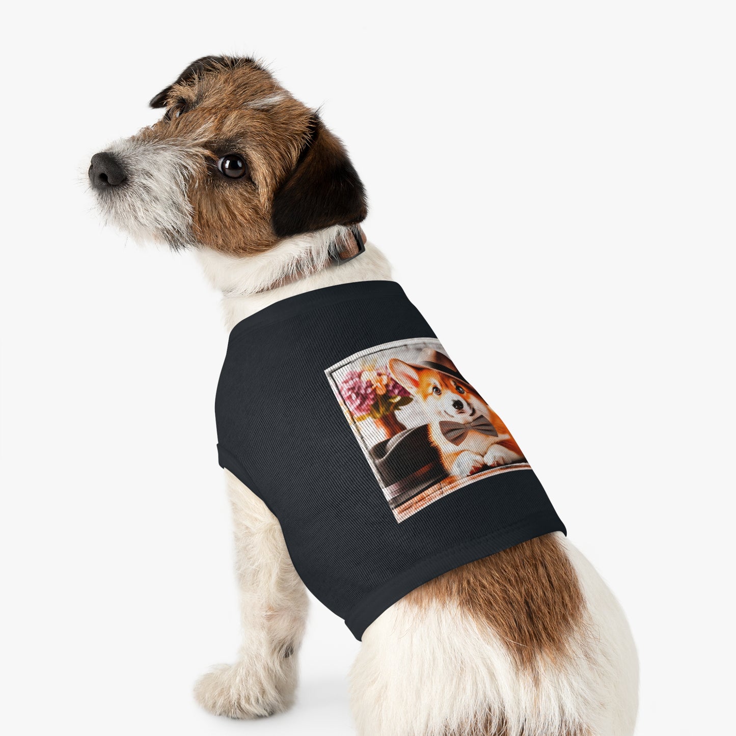 Pet Tank Top Pembroke Welsh Corgi pretty bow tie Pets Printify