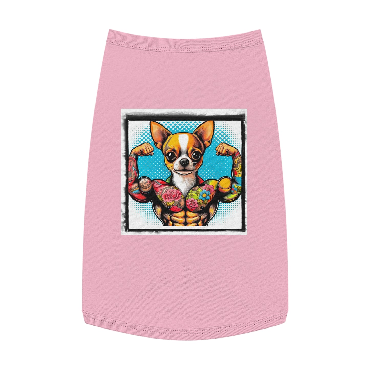 Pet Tank Top Chihuahua flexing t shirt Pets Printify L Pink