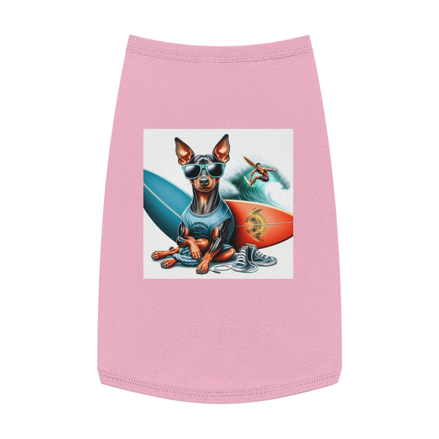 Min Pin Tank Tops surfs up Pets Printify L Pink