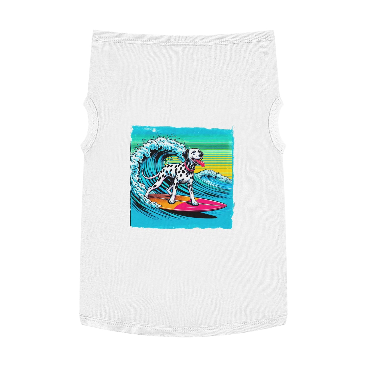 Pet Tank Top Dalmatian colorful waves t shirt Pets Printify XL White