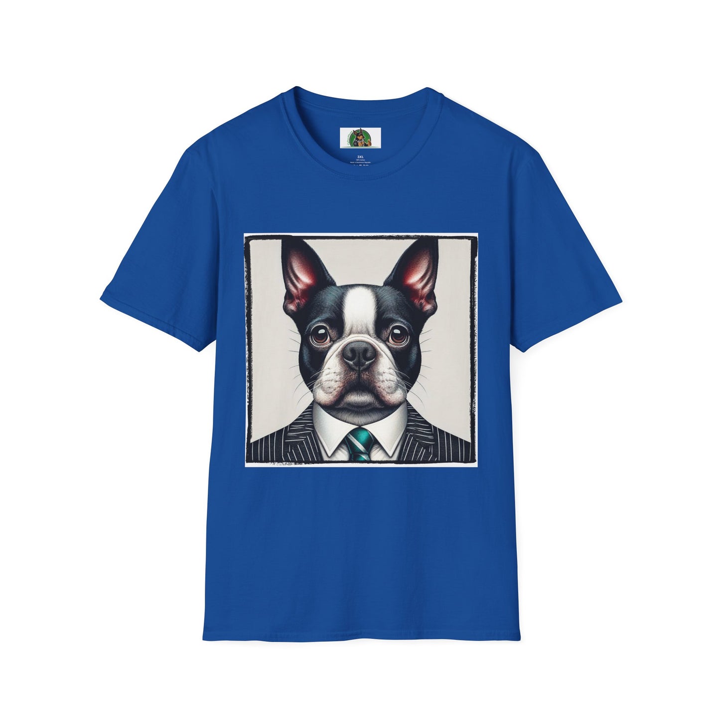 Boston Terrier In Suit Shirt T-Shirt Printify XS Royal