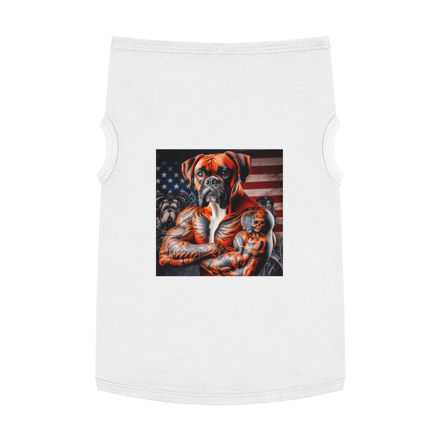 Pet Tank Top Boxer Dog American Flag Pets Printify XL White