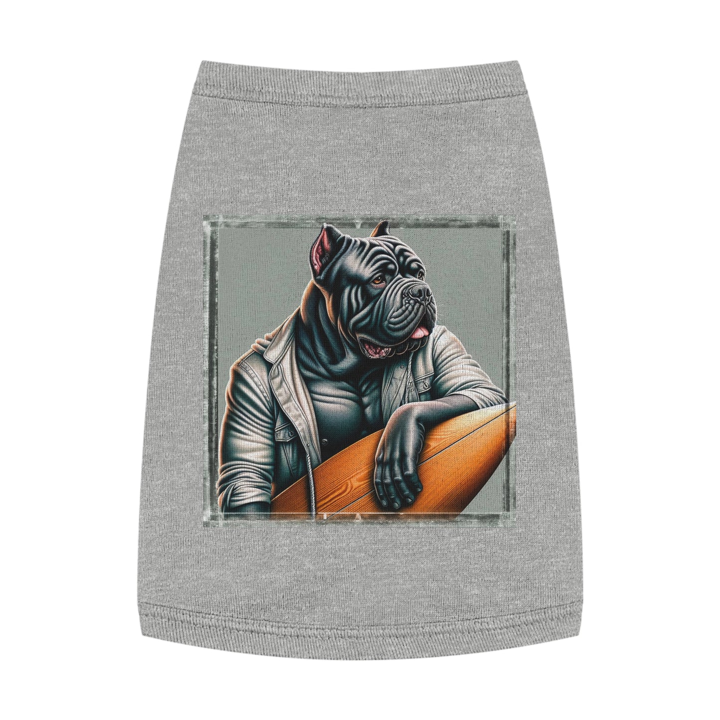 Pet Tank Top Cane Corso In Leather Jacket Surfer Pets Printify M Heather