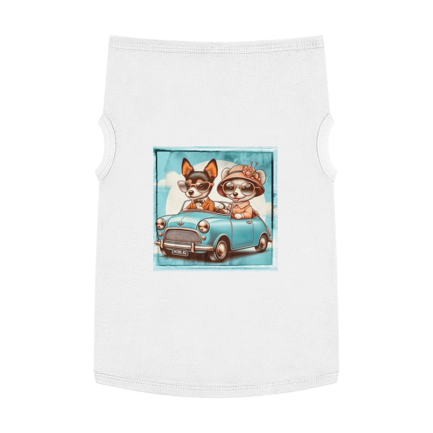 Wacky Pet Tank Top Rat Terrier couple driving Pets Printify XL White