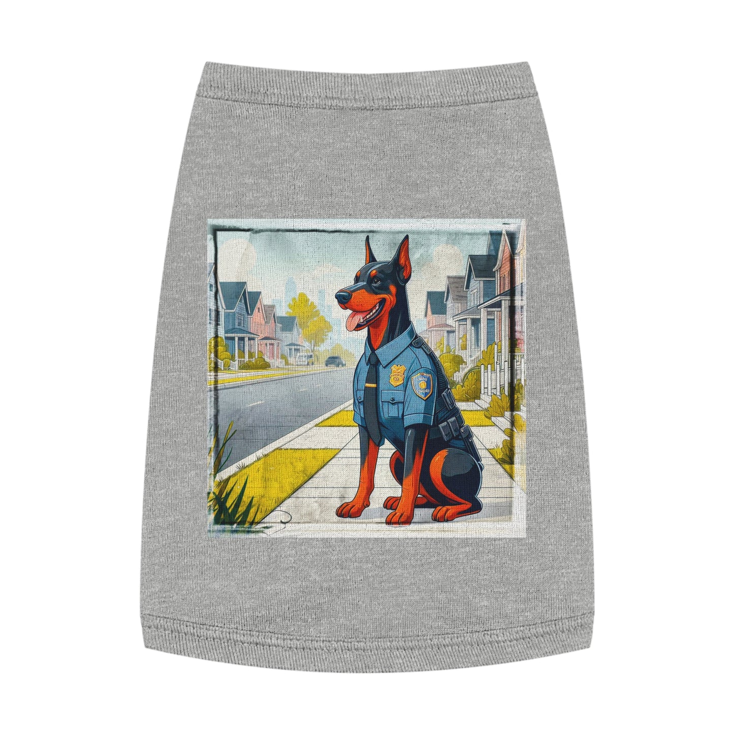 Pet Tank Top Doberman cop hero t shirt Pets Printify M Heather