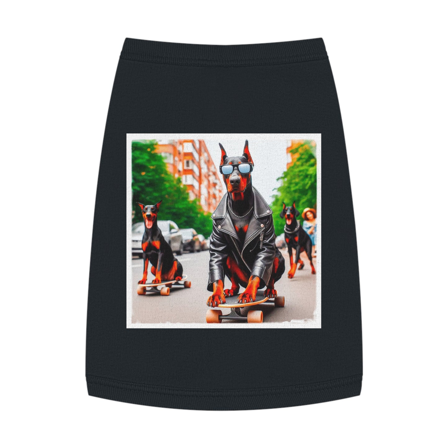 Pet Tank Top Doberman skating fun t shirt Pets Printify M Black