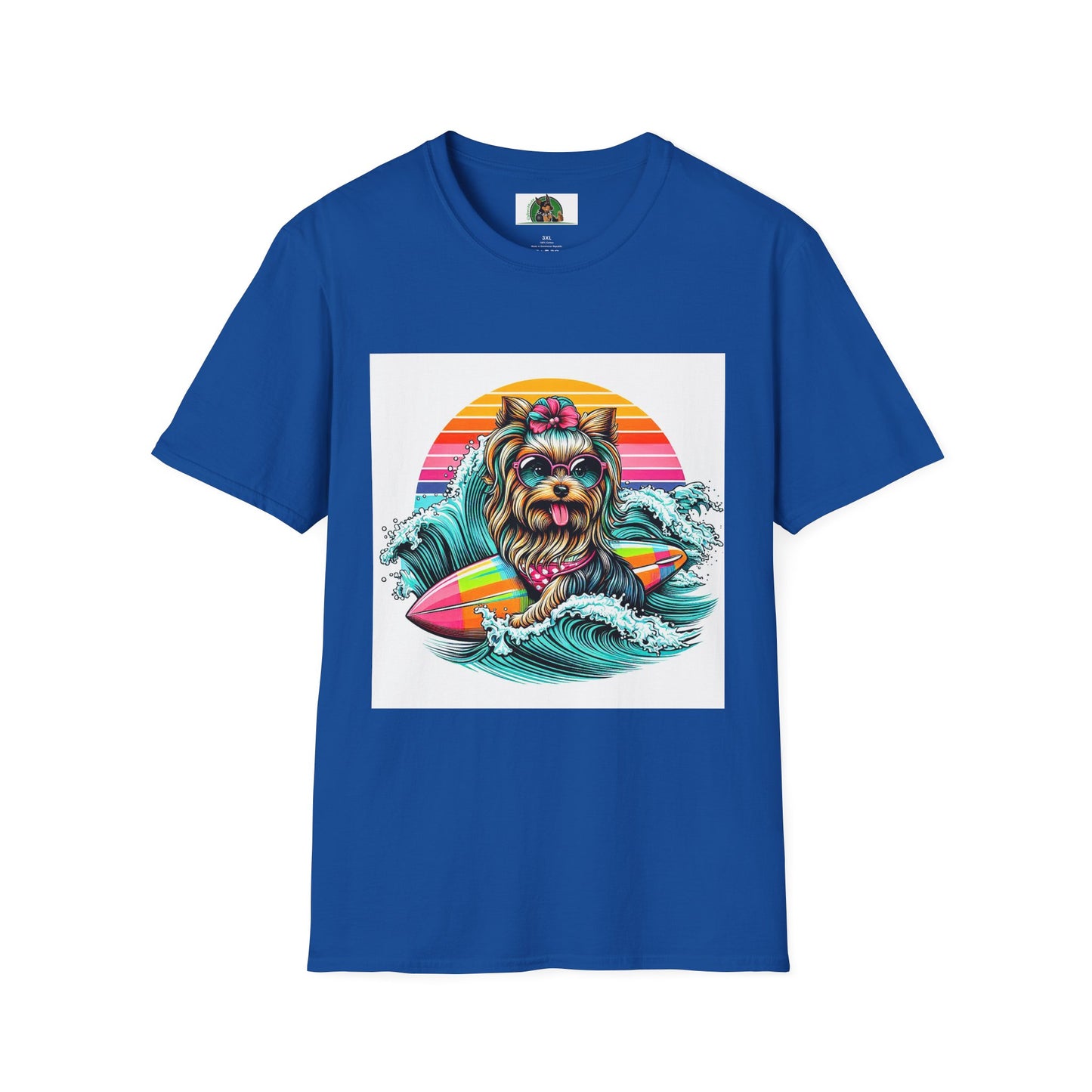 Yorkie cute girl surfer shirt T-Shirt Printify XS Royal