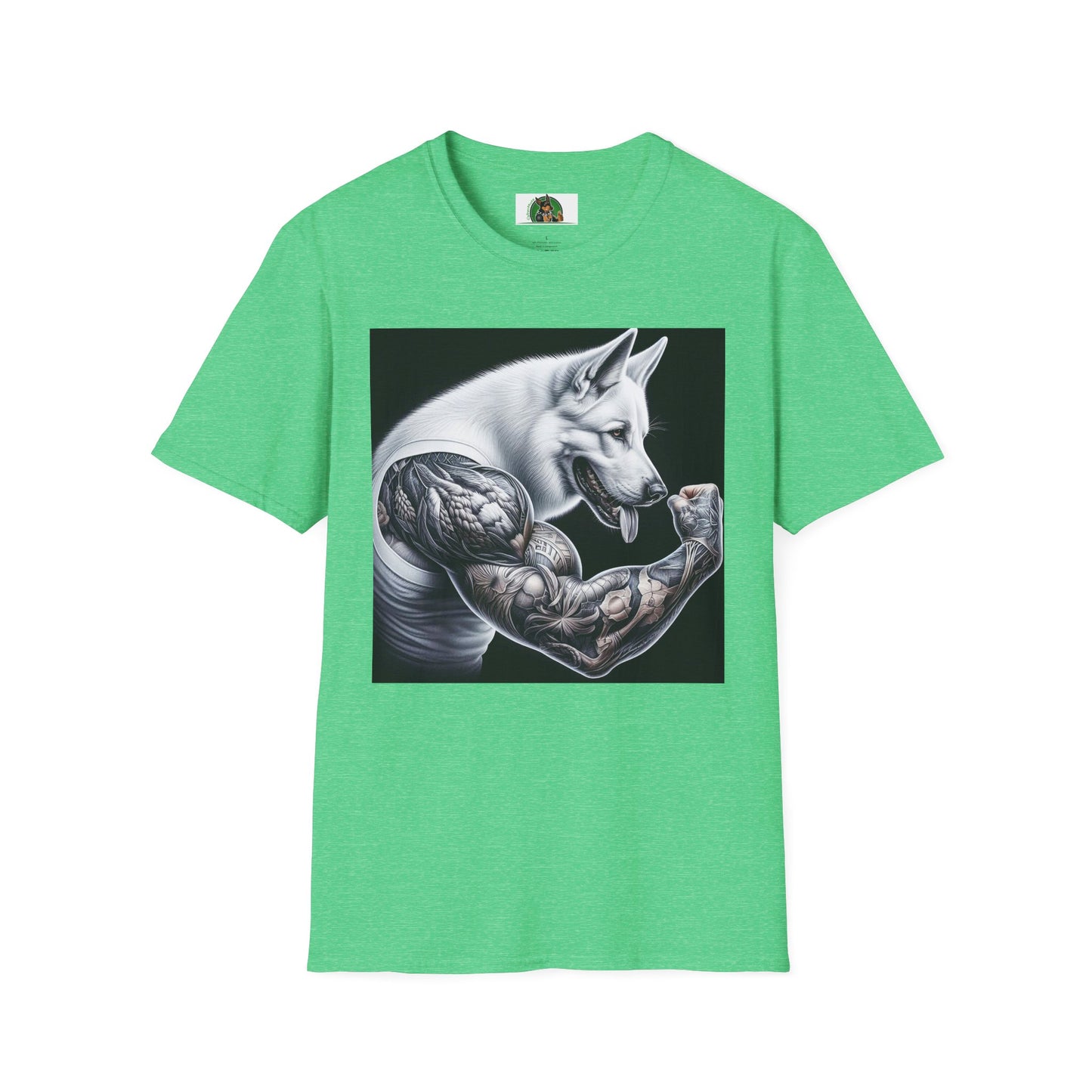 German Shepherd arm flexing shirt T-Shirt Printify Heather Irish Green S