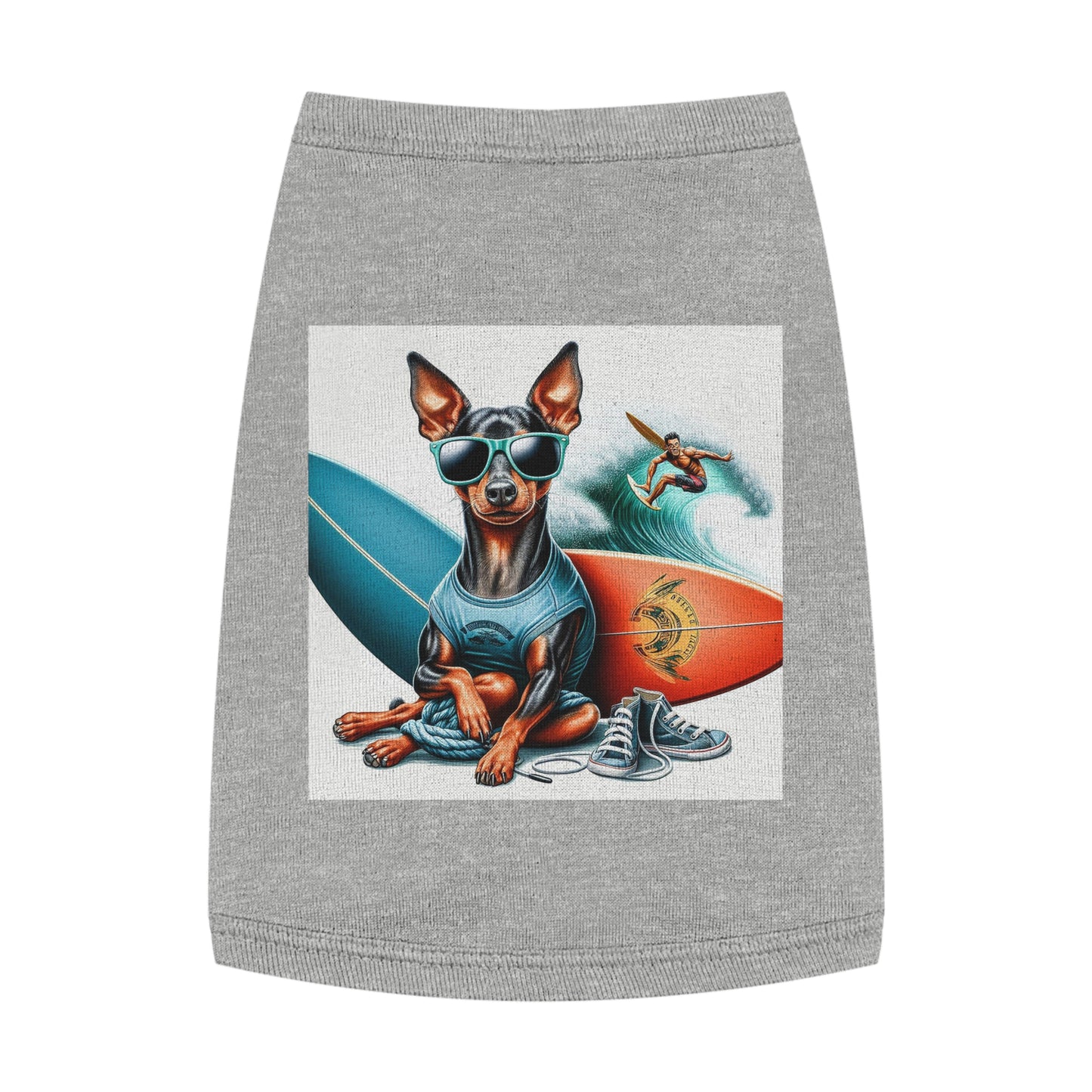 Min Pin Tank Tops surfs up Pets Printify M Heather